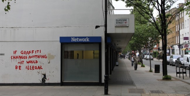 Banksy street art London Clipstone street