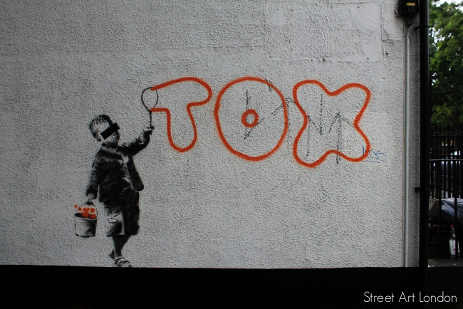 Banksy Tox street art on Jeffreys Street Camden