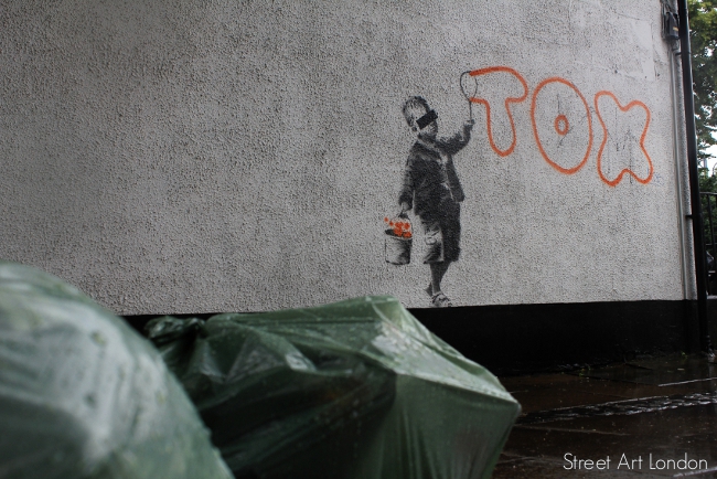 Banksy Tox street art on Jeffreys Street Camden