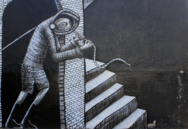 Phlegm street art in West London