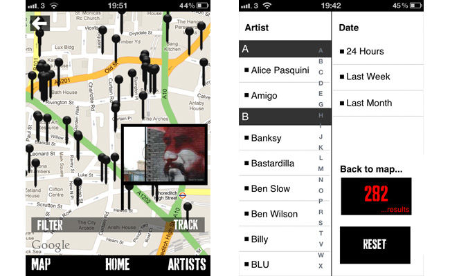 Street Art London iPhone App Map
