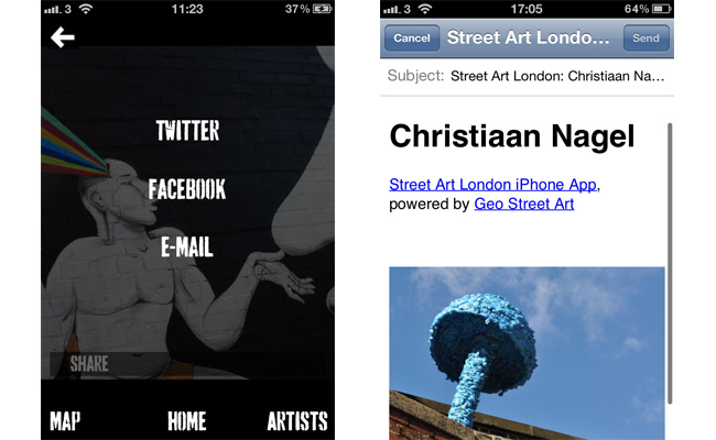 Street Art London iPhone App Share